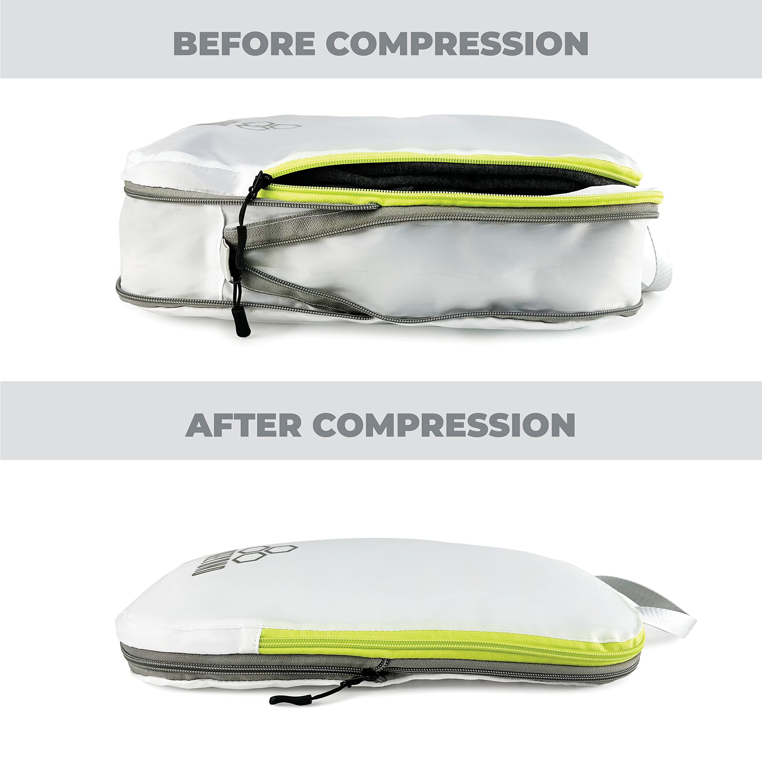 Beeyond Compression Packing Cubes Set - 6 Pieces for Travel and Luggage Organization, Includes Large & Small Cubes, Accessories Bag, and Laundry Bag