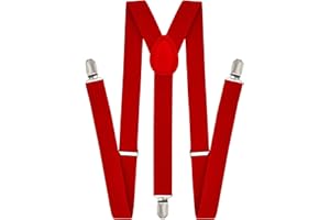 Dibi Suspenders for Men - Adjustable Y Back Mens Suspenders with 3 Heavy Duty Strong Clips