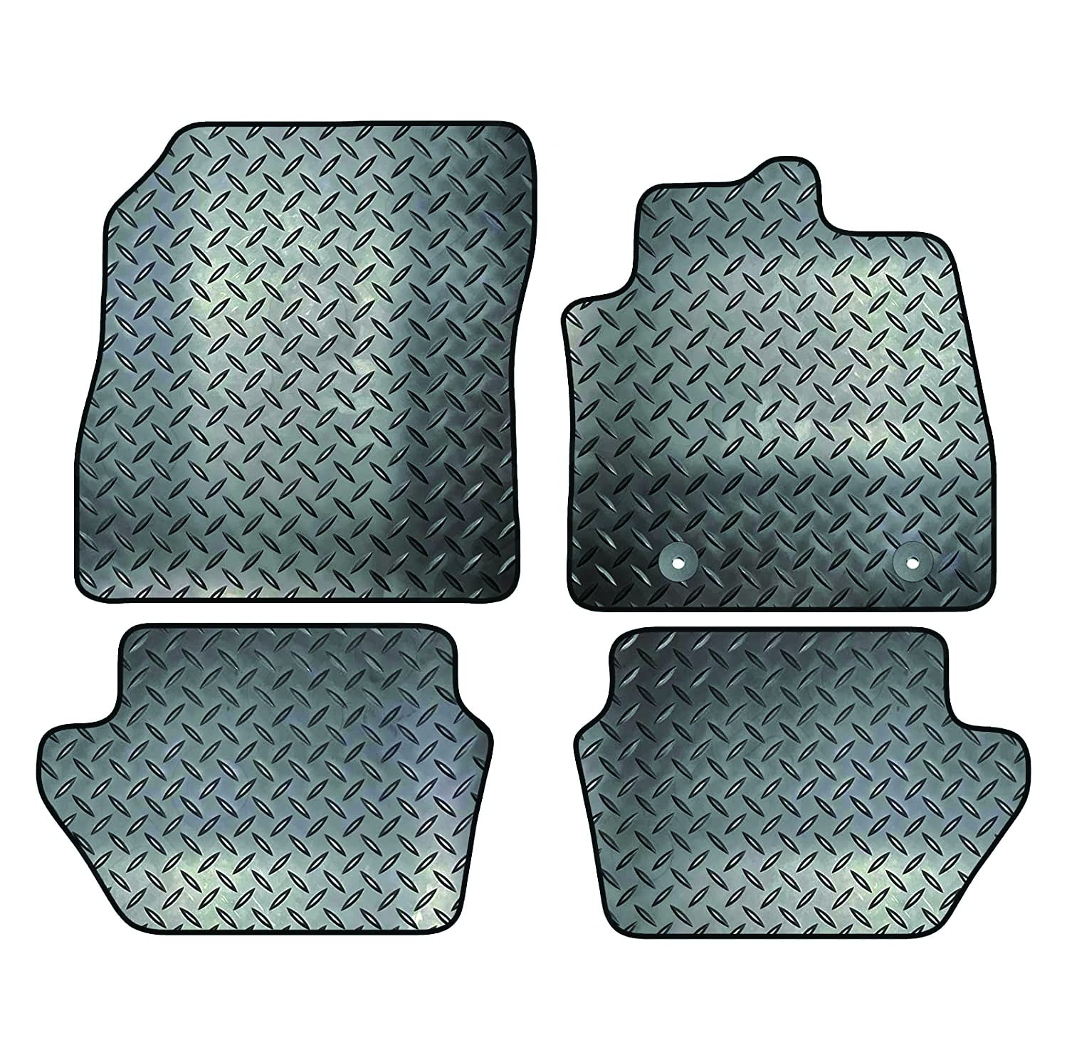 Carsio Rubber 4 Piece Car Mat Set For Ford Fiesta 2017+ onwards with [2 Clips] Tailored Fit Floor Mat Complete Accessory Black Custom Fitted - All Weather & Heavy Duty, Anti-Slip Backing