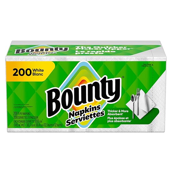BOUNTY QUILTED NAPKINS 1-PLY 12 1/10 X 12 WHITE 200/PACK (96595PK)