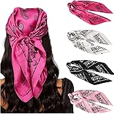 AWAYTR 27.5” Silk Satin Square Head Scarf - 4PCS Satin Head Scarves for Women Hair Kerchief Bandanas Sleeping Head Wraps