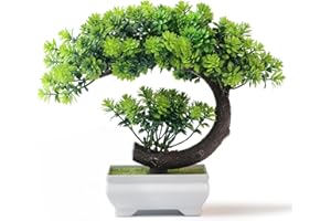 yoerm Small Fake Plants/Plastic Artificial Bonsai Tree for Bookshelf Bathroom Home Décor, Farmhouse Zen Garden Room Decor, Tall 8.5"