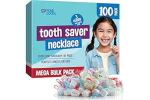 SP HOME GOODS Tooth Saver Necklace Holders | Colorful Teeth-Saver Necklaces | Tooth Fairy Kids Necklaces | Great Dentist Office Incentive Reward Prize and Unique Keepsake Box 100-Pack