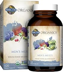 Garden of Life Organics Men's Multivitamin, 120 Tablets | Prostate Support, B12 & Vitamins - Vegan Daily Whole Food Multivita