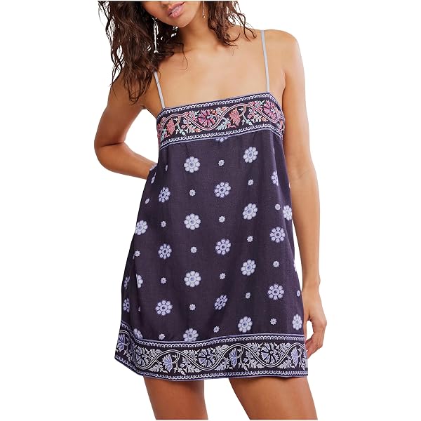 bali flora mini dress in black combo Free People Womens Bali Flora Mini Black Combo MD (Women's 8-10) One Size at Amazon Women's Clothing store