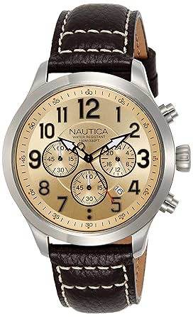 Chronograph Beige Dial Mens Watch - NAI14518G