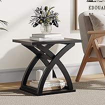 ChooChoo End Side Table, Modern End Table with Storage Shelf, X