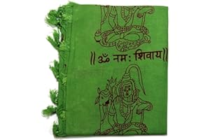 ASHIRWAD Large Om Aum Scarf Shawl Wrap Light Weight Soft Cotton Rayon Viscose Mix Hand Printed Boho Bohemian Yoga Prayer