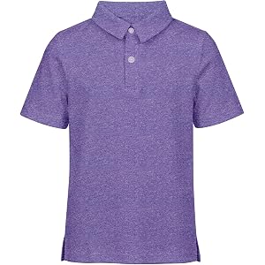 KUAIPAO Boys' Performance Short Sleeve Polo Shirt,Kids Dry Fit Golf Shirt School Uniform 5-14 Y
