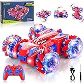 Punieayi Spider Remote Control Car, 2.4Ghz RC Cars with Headlight Double Sided Off-Road 360° Rotating Rechargeable 4WD RC Stunt Car Indoor Outdoor Spider Toys for Boys 4-6 5-7 8-13