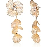 PHNIBIRD Gold Dangle Earrings for Women with Flower/Butterfly Elements Statement Stud Earrings for Women with Real Gold Plated 925 Sterling Sliver Ear Posts Hypoallergenic