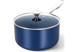 MICHELANGELO 4 Quart Saucepan with Lid, Nonstick Ceramic Sauce Pan with Stainless Steel Handle, 4 Qt Saucepan with Lid Induct