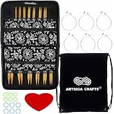 ChiaoGoo Spin Bamboo 5-inch Complete 2500-C Interchangeable Set | US 2, 3, 4, 5, 6, 7, 8, 9, 10, 10.5, 11, 13, 15, Circular Knitting Needles, 3 Swiv360 Cables, Project Bag