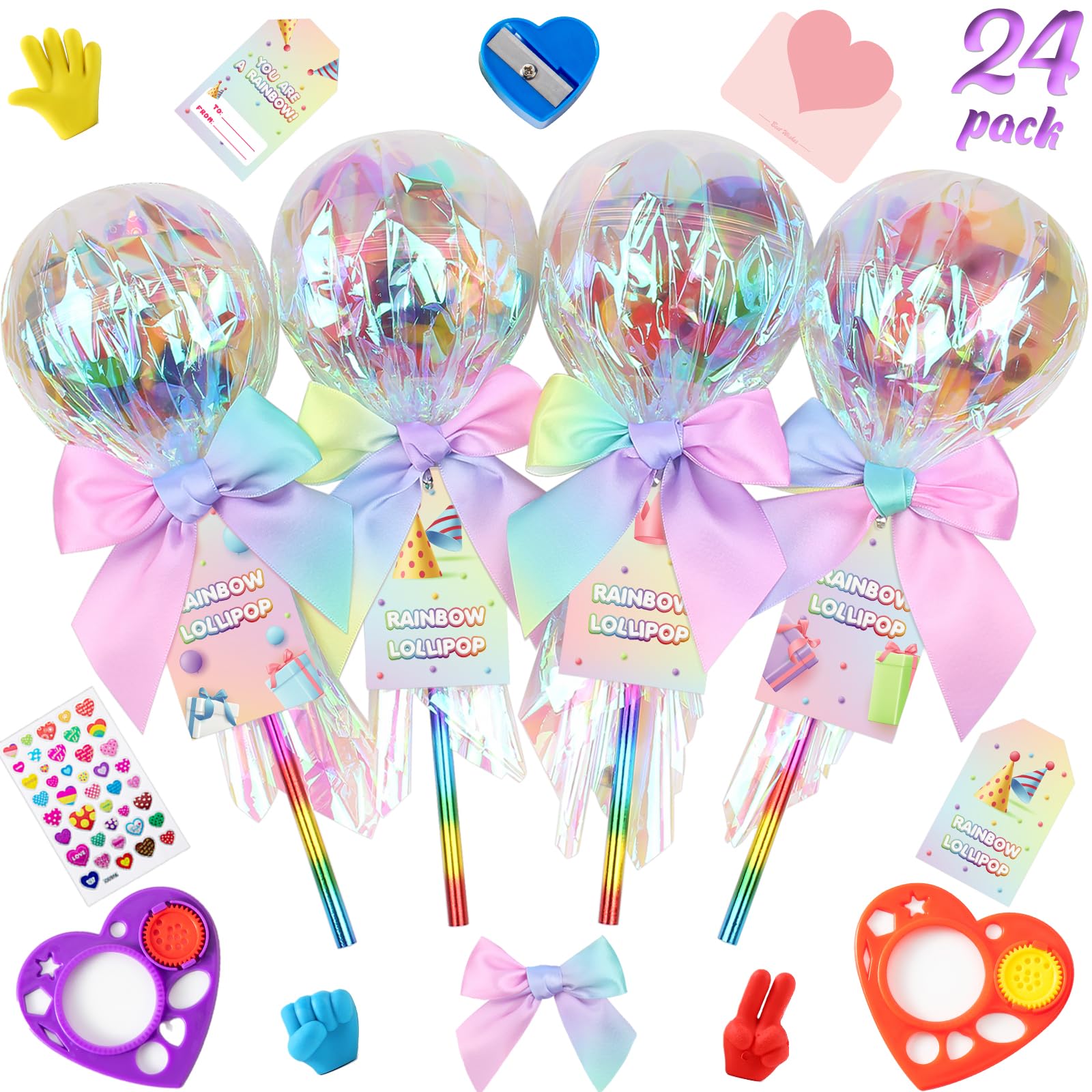 Photo 1 of **** Factory sealed *******24 Pack Giant Rainbow Stationery Set Party Favors & Goodie Bags for Kids, Return Gifts for Birthday Party, Classroom Rewards Prizes & Gifts Exchange for Students, Back to School Stationery Gift.