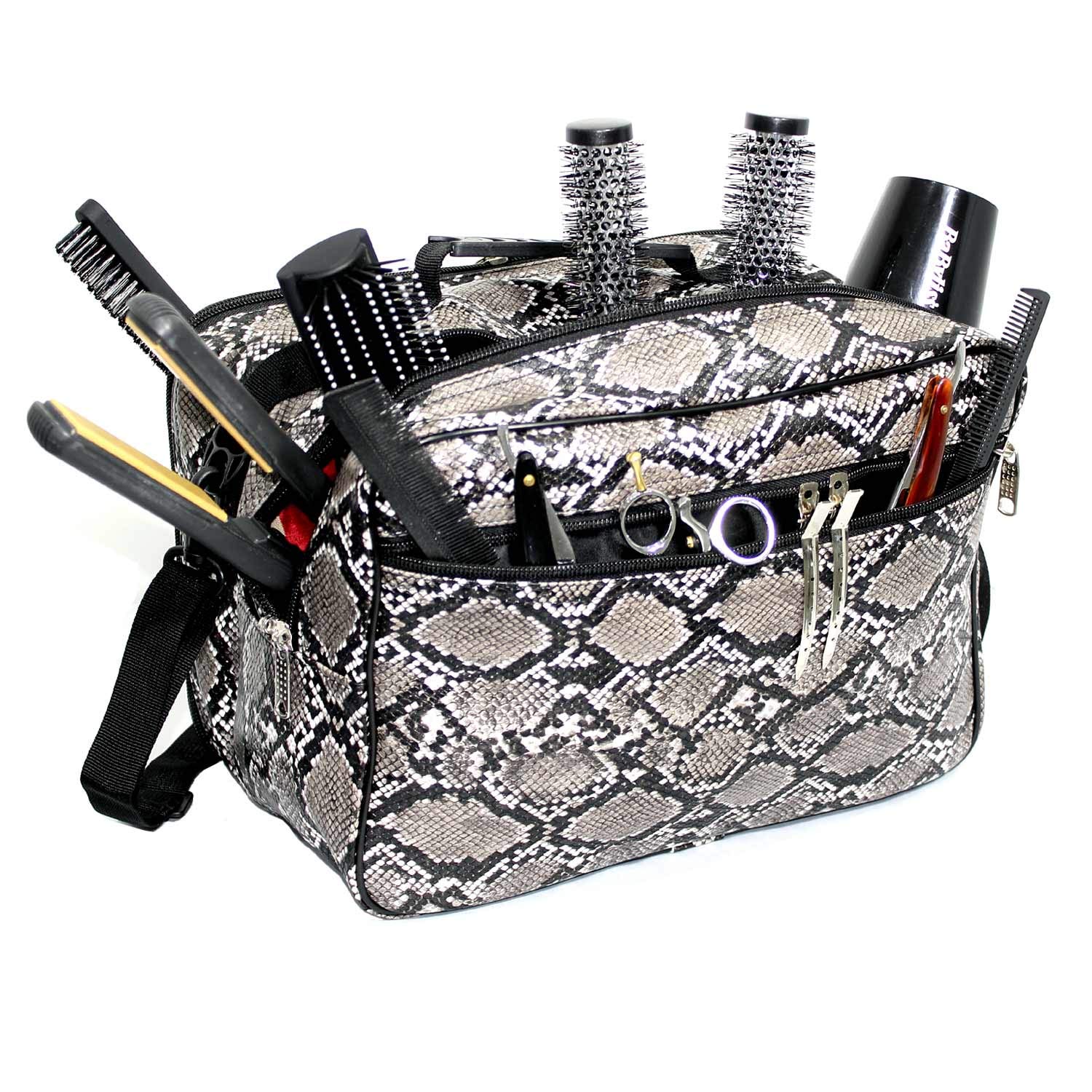 Kassaki Pro Hairdressing Tool Carry Hair Equipment Salon Storage Travel Bag Case (Grey Snake Look)