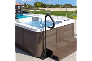 SHPAI Hot Tub Handrail, Anti-Slip Spa Safety Hand Rail, Adjustable Height 45-60" & 360° Swivel, Rust-Proof Metal SPA Side Handrails Slide-Under Mount Base for Indoor & Outdoor-600 LBS Load