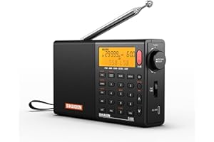 RADIWOW SIHUADON D808 Portable AM FM SW LW Air Band Radio SSB RDS Multi Band Radio Speaker with LCD Display Alarm Clock External Antenna(Black)