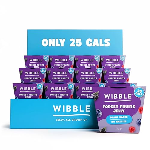 Wibble Jelly Pots, Forest Fruits, 12 Pack, Plant Based, 25 Cals, Low Calorie, Low Sugar, Vegan, Vegetarian, Jello