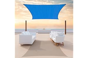 ColourTree 10' x 16' BlueSun Shade Sail Rectangle CTSLR1016 - Canopy Mesh Fabric UV Block UPF50 - Commercial Heavy Duty - 190 GSM - 3 Years Warranty (We Make Custom Size)