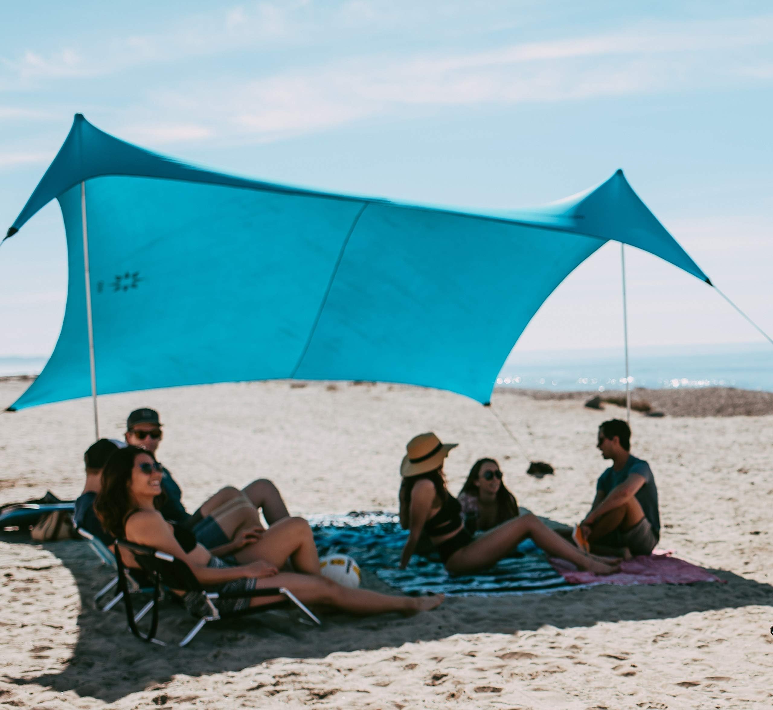 Neso Tents Gigante Beach Tent, 8ft Tall, 11 x 11ft, Biggest Portable Beach Shade, UPF 50+ Sun Protection, Reinforced Corners and Cooler Pocket