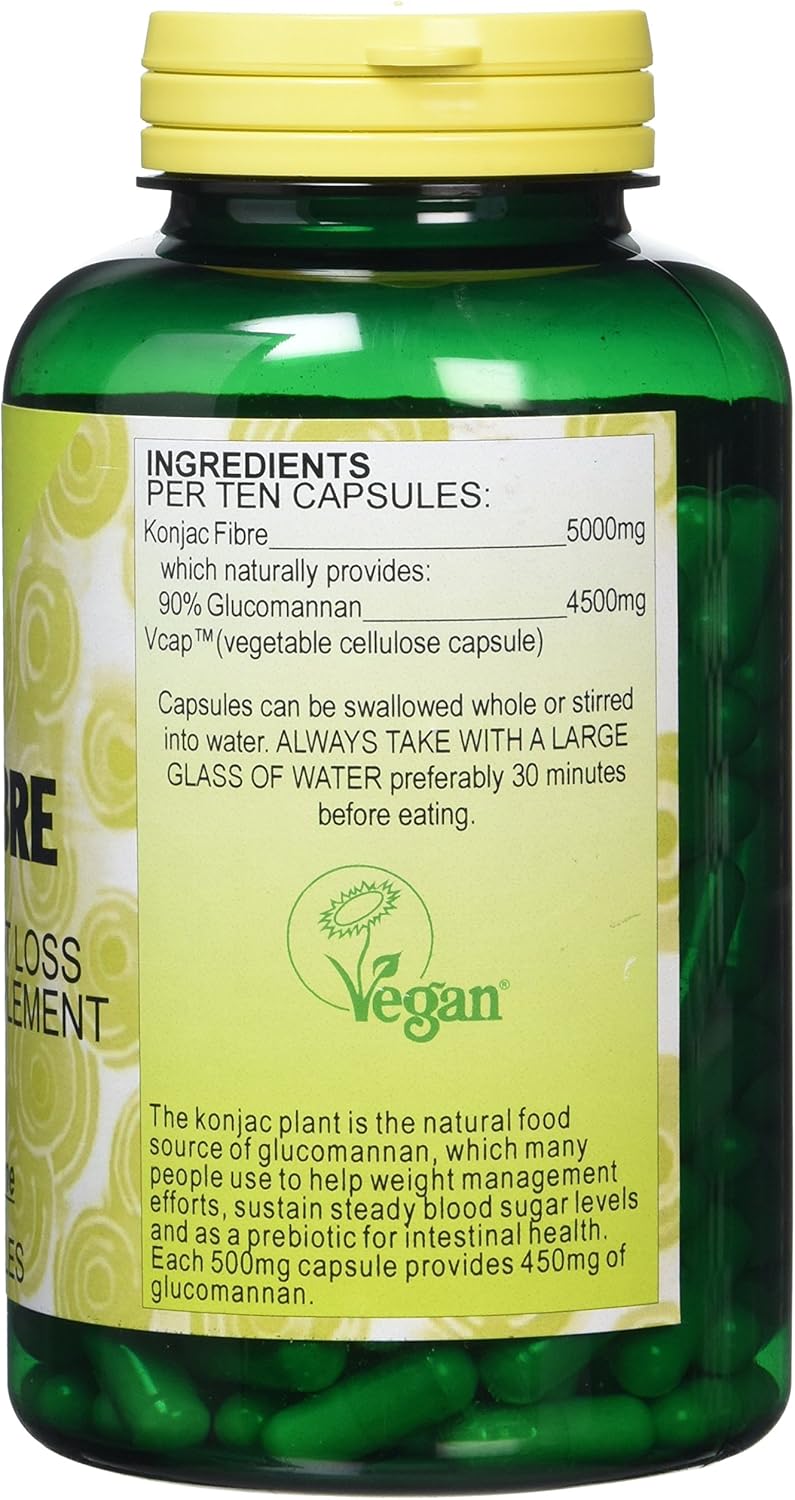 Health Plus Konjac Fibre 500mg (Glucomannan) Slimming and Weight Control Supplement - 210 Gelatin Free Capsules - Image 4