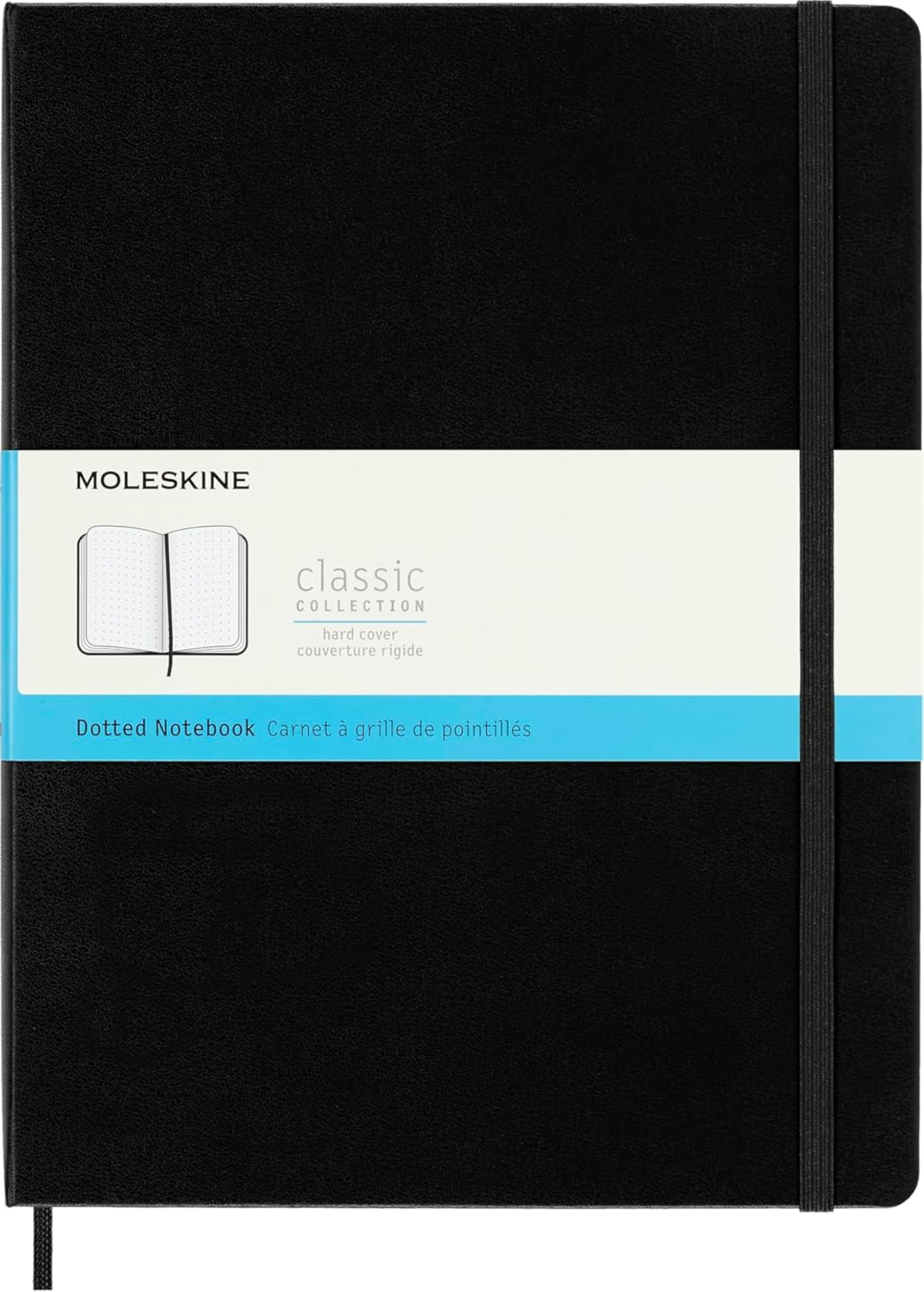 Moleskine Classic Notebook, Notebook With Dotted Pages, Hard Cover and Elastic Closure, Black, XL, 19 x 25 cm, 192 Pages