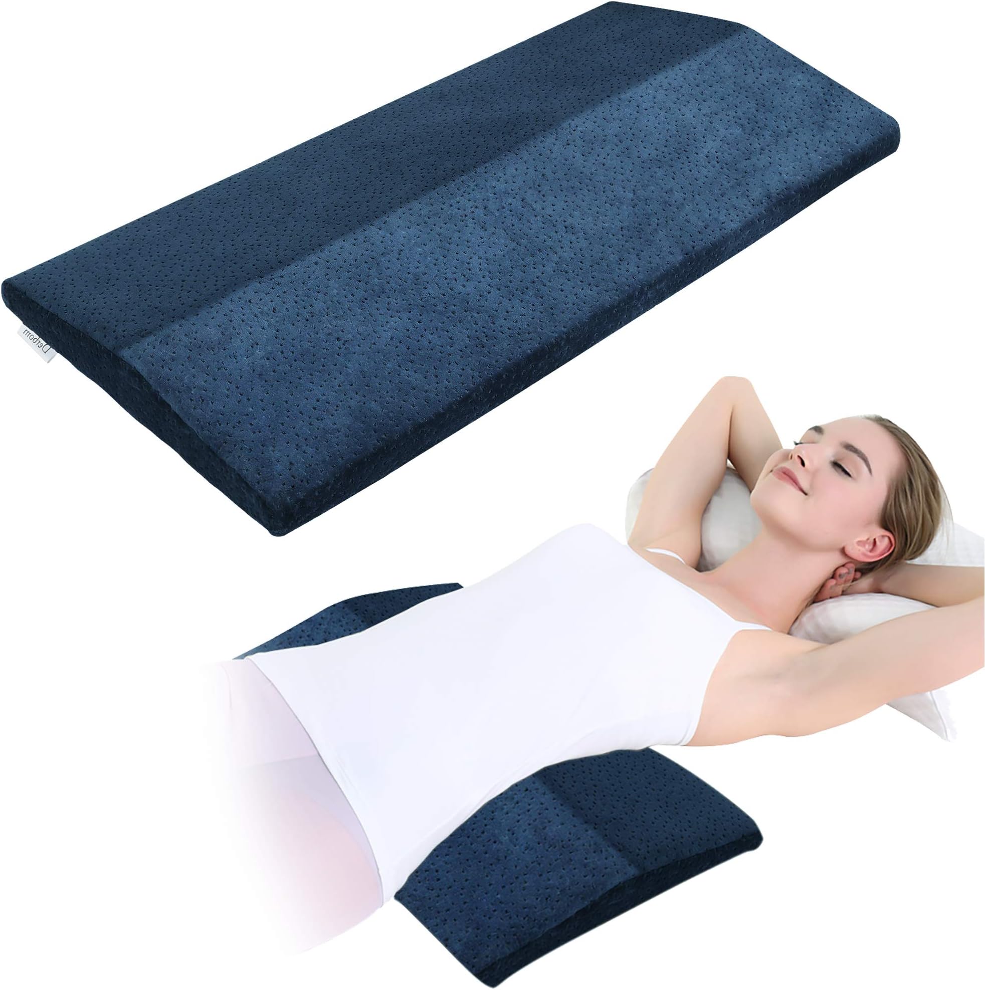 KWLET Lumbar Pillow Lumbar Support Pillow for Sleeping High Grade Memory Foam Pillow Support Sleeping Pillow for Lower Back Knee Pain Pregnancy Support Pillow Washable Cover (Blue)