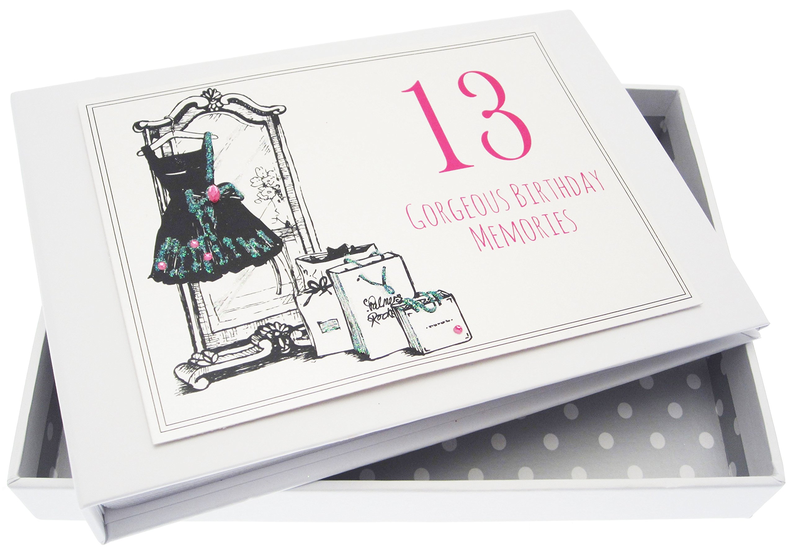 White Cotton Cards "Little Black Dress" 13th Birthday Tiny Album