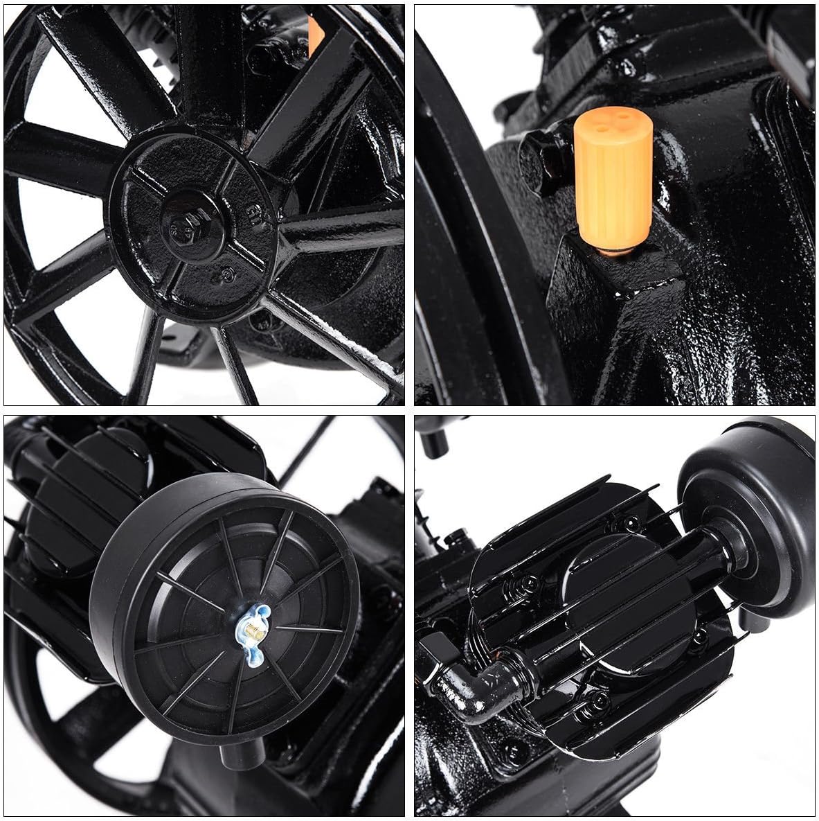 Goplus 3HP 2 Piston V Style Twin Cylinder Air Compressor Head Pump (Black): Home Improvement