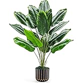 Der Rose 28" Bird of Paradise Artificial Plants Tropical Fake Potted Banana Tree Faux Plants Indoor and Outdoor for Home Office Living Room Porch Balcony Decor(DIY)