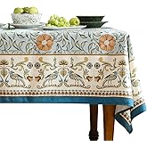 patdrea Designer French Linen Blue Tablecloth for Rectangle Table,Vintage Floral Table Cloth,Colorful Decoration Fall Cover Kitchen Dining for Thanksgiving,Tea Party,Christmas,55"x71"-Wensel