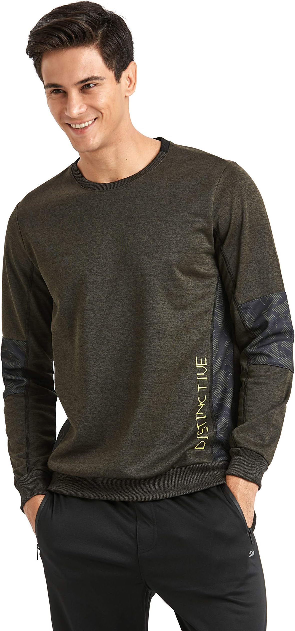 LC WAIKIKI Men's Green Crew Neck Long Sleeve Fleece Print Sweatshirt Camouflage Pullover