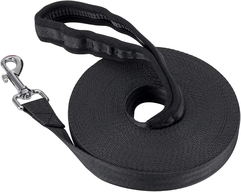Vivifying 50ft Nylon Dog Training Lead Leash Black 15m Obedience Tracking