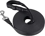 Vivifying 50ft Nylon Dog Training Lead Leash Black 15m Obedience Tracking