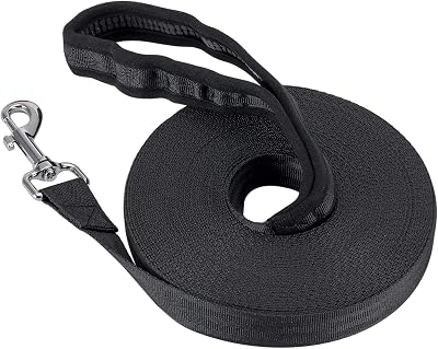 Vivifying 50ft Nylon Dog Training Lead Leash Black 15m Obedience Tracking