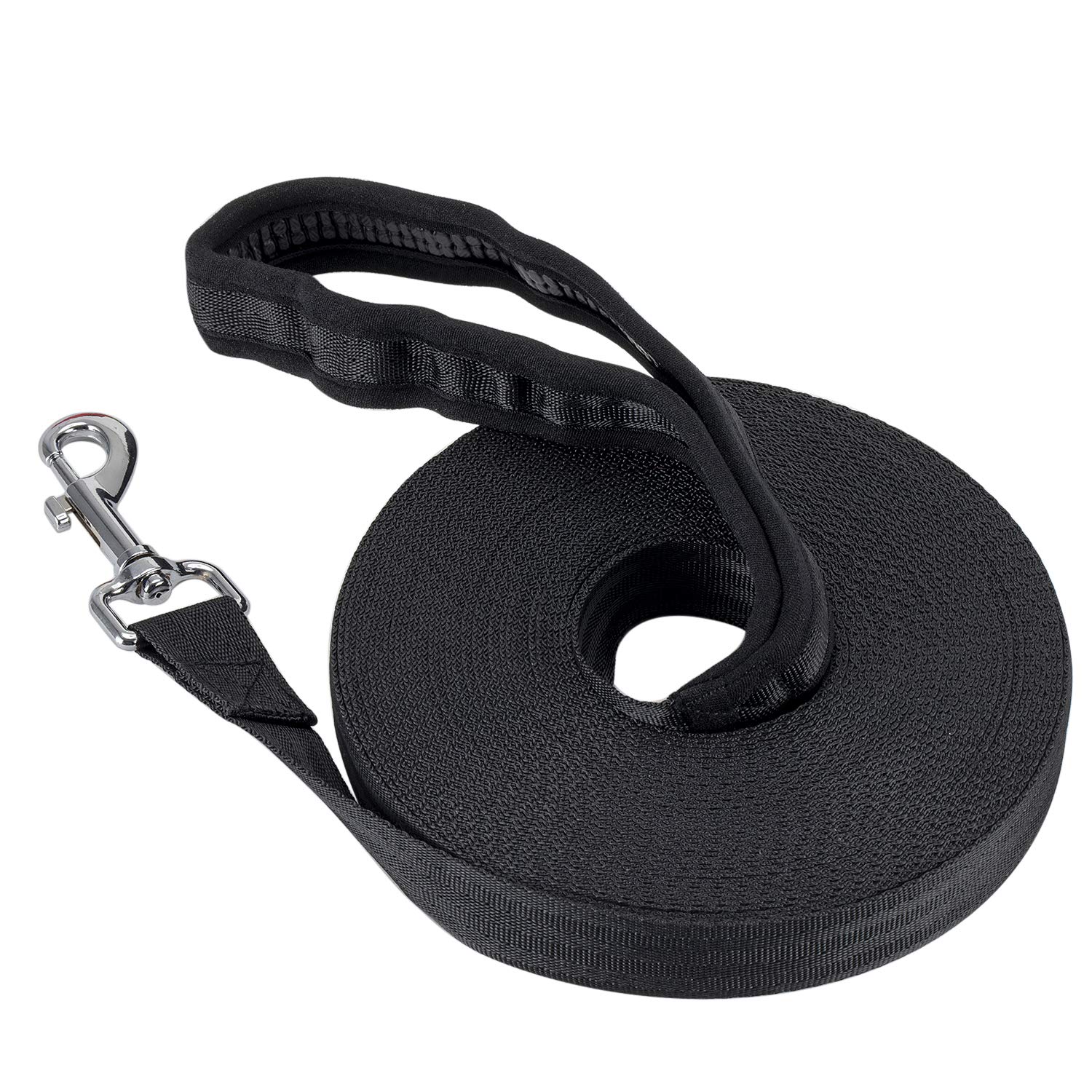 Vivifying Training Lead for Dogs, 50FT/15M Long Nylon Long Line Dog Lead for Pet Tracking Training Obedience Lead Leash (Black)