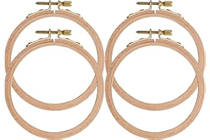 Ebherys Embroidery Hoops 4PCS a Set, 5 Inches Beech Wood Round Hand Embroidery Hoops, Cross Stitch Hoops (5Inch*4(No Cloth))