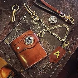 XGALBLA Initial Letter Keychain Brown Leather
