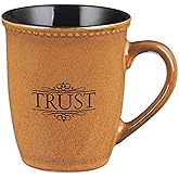 Christian Art Gifts Saddle Tan Stoneware Coffee Mug – 13 oz. Microwave and Dishwasher-safe Lead-free Inspirational Scripture Coffee and Tea Mug for Men & Women with Bible Verse: Trust – Psalms 91:2