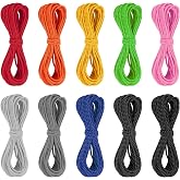 Lainballow 10 Pcs 2.5mm/240Ft Reflective Elastic Cord, Reflective Shock Cord, Multi-Color Elastic Bungee Cords, Glow in Dark Shock Cords for Beads, DIY Crafts, Shoe Laces, Camping, Hiking (5 Yds Each)