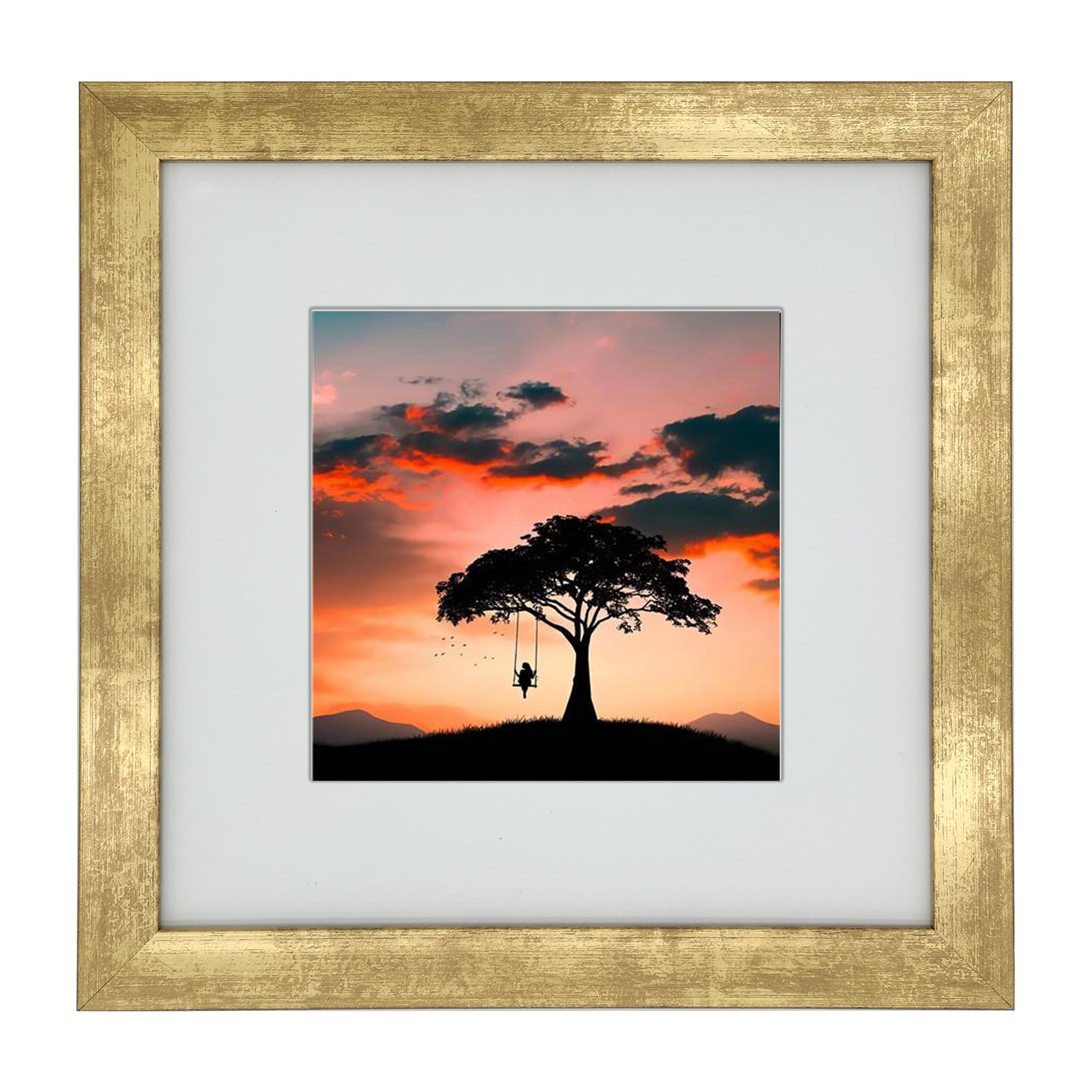 8x8 (20x20cm) Photo Frame Gallery Picture frame with 5x5 (11.4x11.4cm) mat,Freestanding and Wall Mountable,Gold