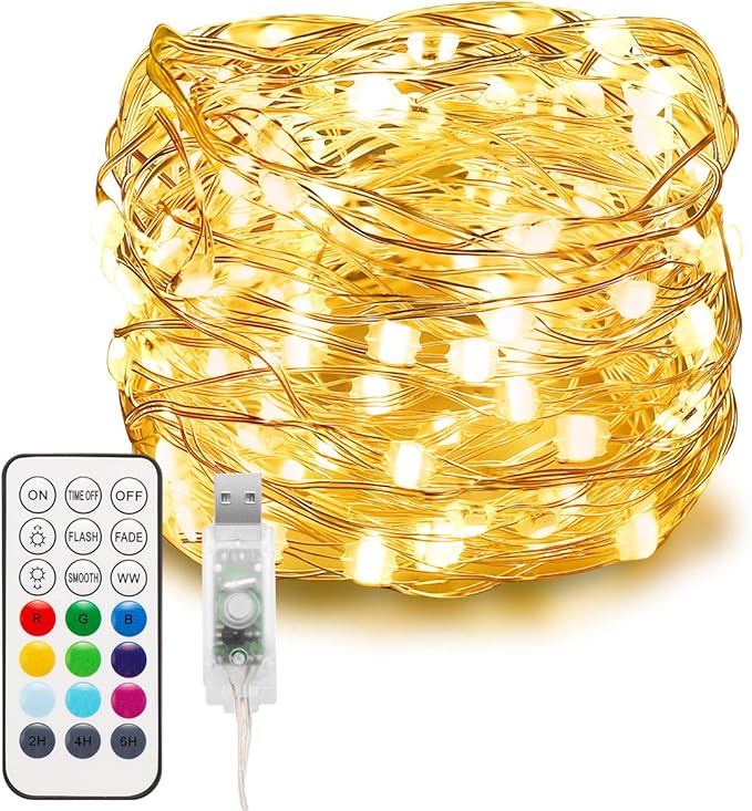 Briignite Fairy String Lights 33Ft 100 LED Remote, LED