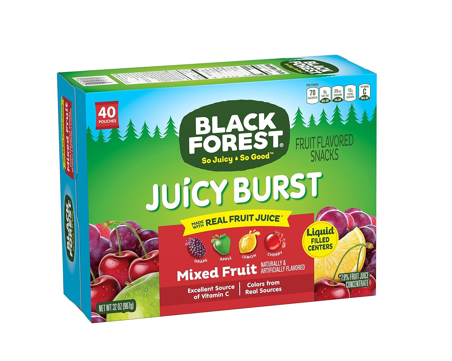 Black Forest Fruit Snacks Juicy Bursts, Mixed Fruit, 0.8 Ounce (40 Count) : Grocery & Gourmet Food