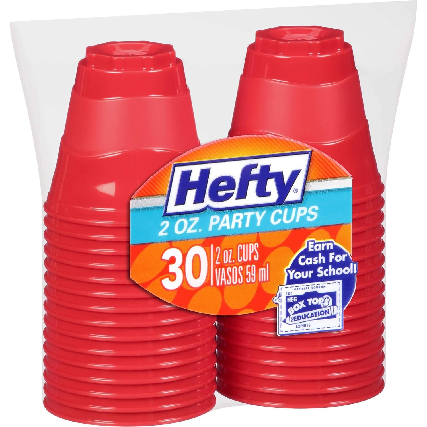 Hefty Disposable Party Cups, 30 count, 2 oz, Red