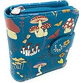 Shag Wear Mushroom Forest Small Wallet for Women Vegan Faux Leather 4.5" Teal