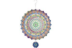 Sinor Wind Spinner for Outdoor Indoor Garden Yard Lawn, Home Decor Gift Hanging Stainless Steel Spinners 3D Art Sculpture Ornaments Kinetic Decoration -Mandala-B
