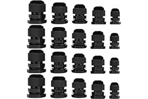 MONOCHEF 20pcs Cable Gland Waterproof Adjustable 3-13mm Cable Connectors PG7 PG9 PG11 PG13.5 PG16 Plastic Cable Gland Joints Wire Protectors