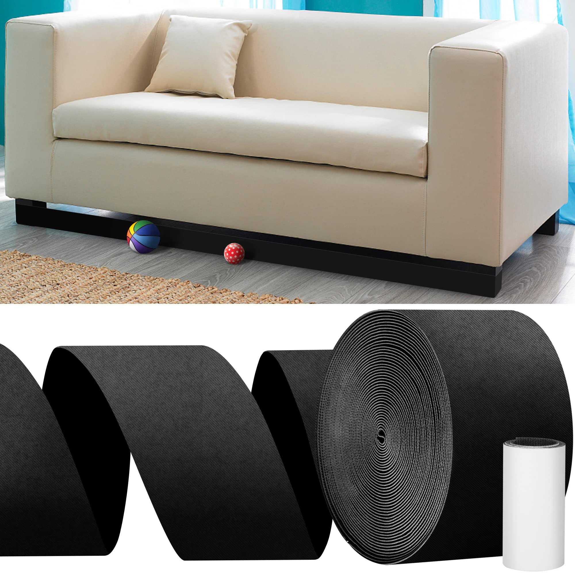 Photo 1 of 32.8 Feet Under Sofa Toy Blocker,Adjustable Gap Bumper,Sectional Connectors for Sliding Sofas,Bumper Guard for Avoid Things Sliding Under Couch & Furniture(Include 19.6" Adhesive Mounting Strap)
