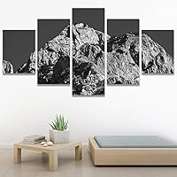 SIGNWIN 5 Panel Canvas Wall Art Monochromatic Mountains for Home Decorations Ready to Hang - 60