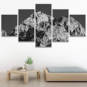 SIGNWIN 5 Panel Canvas Wall Art Monochromatic Mountains...